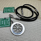 Чоловічий комплект шовковий шнурок та захисний кулон Шолом жаху срібло 925 проби, фото 3