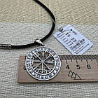 Чоловічий комплект шовковий шнурок та захисний кулон Шолом жаху срібло 925 проби, фото 6