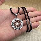 Чоловічий комплект шовковий шнурок та захисний кулон Шолом жаху срібло 925 проби, фото 4