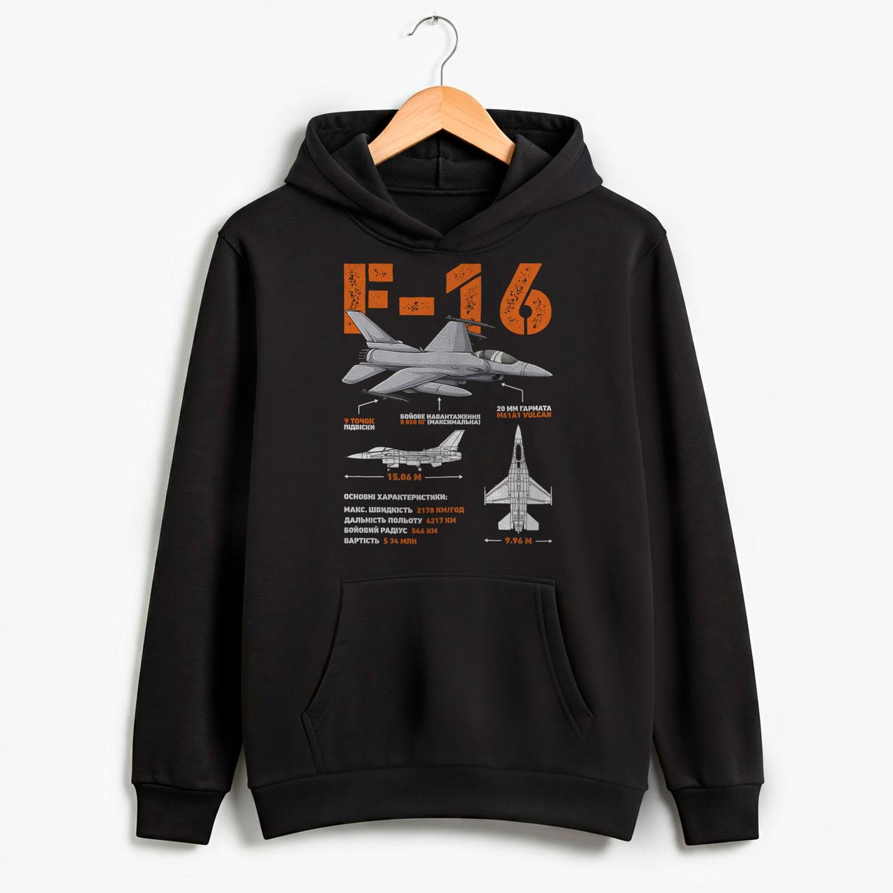Худі чоловіче F-16 (чорний, олива, койот), S, фото 1