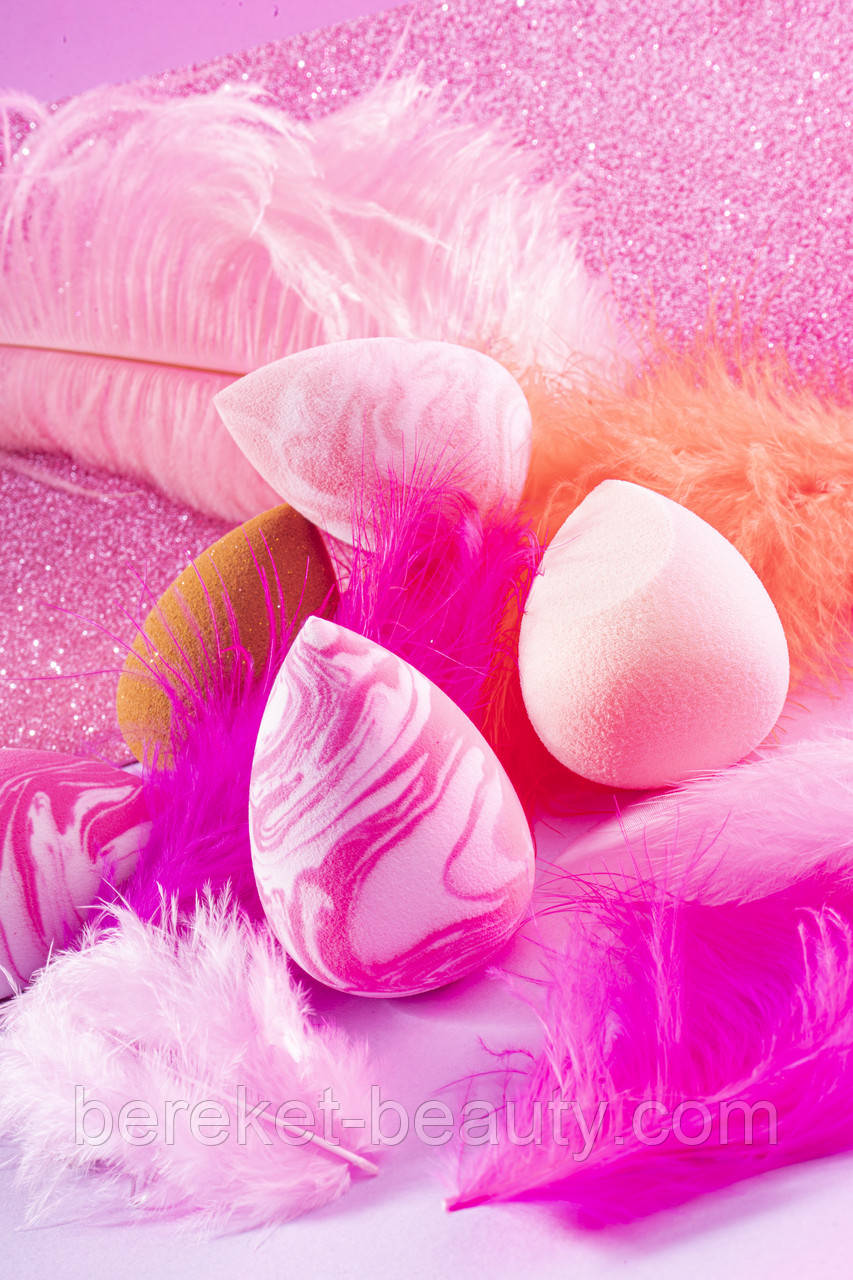 Спонж супер м'який Zola (зі скосом біло-рожевий), фото 1