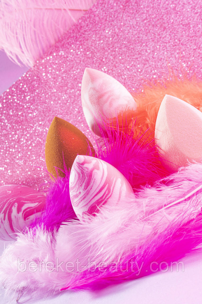 Спонж супер м'який Zola (крапля біло-малиновий), фото 1