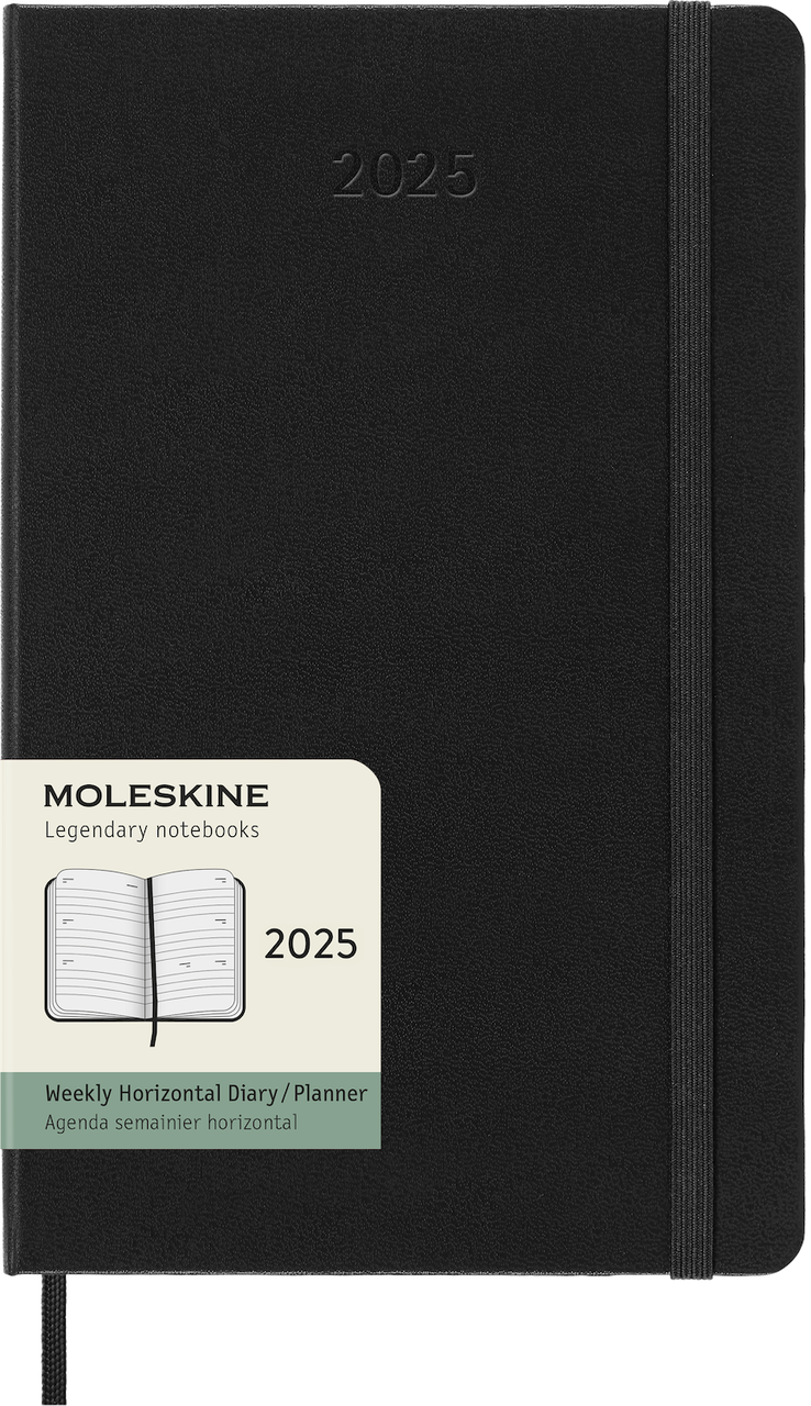 Щотижневик Moleskine 2025 горизонтальний середній 13х21 см чорний (8056999270445)