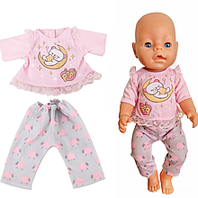 Одяг для ляльки Бебі Борна / Baby Born 40-43 см набір піжама рожева 8848