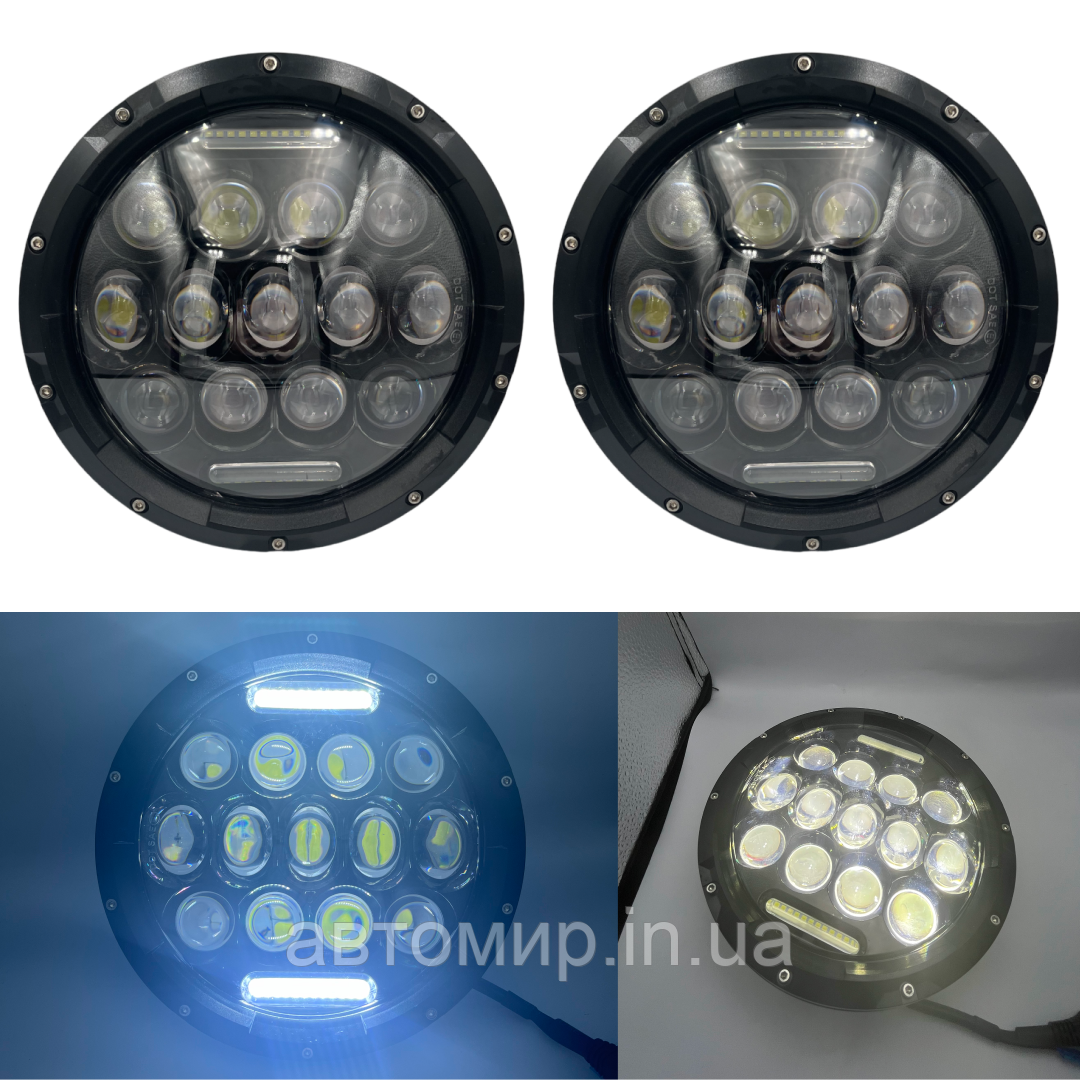 Оптика Фари на ВАЗ 2101 2121-21213 Нива Уаз Газ Ваз. LED фара, 40W, Світлодіодна лід фара 7 дюймів R-08 (2 ШТ)