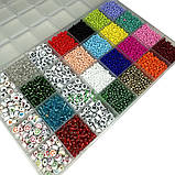 Набір бісеру і намистин для браслетів і прикрас в органайзері з фурнітурою і резинкою (60673), фото 2