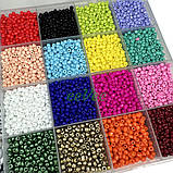 Набір бісеру і намистин для браслетів і прикрас в органайзері з фурнітурою і резинкою (60673), фото 5