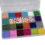 Набір бісеру і намистин для створення браслетів і прикрас в органайзері з фурнітурою і резинкою (60674), фото 2