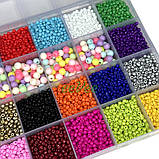 Набір бісеру і намистин для створення браслетів і прикрас в органайзері з фурнітурою і резинкою (60674), фото 4