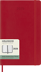 Щотижневик Moleskine 2025 середній 13х21 см червоний м’який (8056999270322)