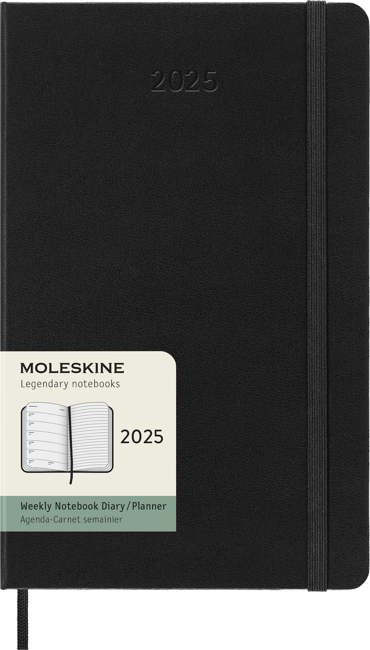 Щотижневик Moleskine 2025 середній 13х21 см чорний (8056999270278)
