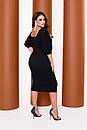 Вечірня облягаюча чорна сукня міді з глибоким декольте, фото 2