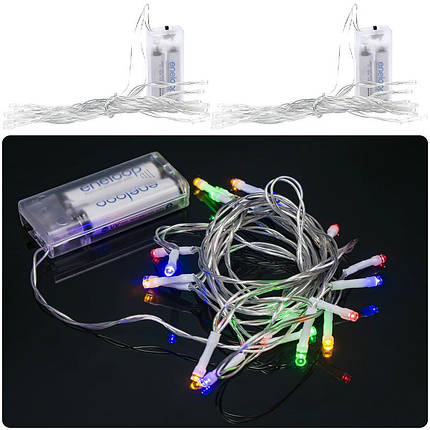 Гірлянда Нитка на 2-х батарейках 20 лампочок 3 метри мультиколір RJ-05 KNZ, фото 2