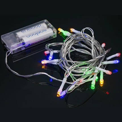 Гірлянда Нитка на 2-х батарейках 20 лампочок 3 метри мультиколір RJ-05 KNZ, фото 1