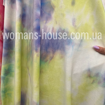 Тканина велюр Плюш (спорт) принт Жовтий білий