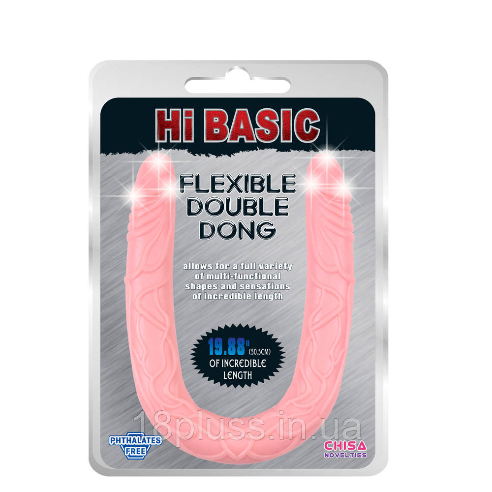 Двосторонній фалоімітатор Hi Basic Jelly Flexible Double Dong flesh, фото 1