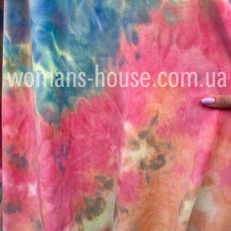 Тканина велюр Плюш (спорт) принт Різнобарвний, фото 1