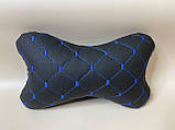 Подушка в авто під голову з Екошкіри Чорна із золотим автоподушка підголовник подушка для автомобіля під шию, фото 5