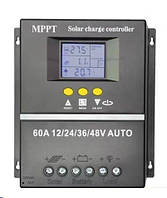 Контролер 60A MPPT 12V 24V 36V 48V Auto, LCD дисплей, max. PV 100V DC, 7 режимів роботи, SY-SLCD-60
