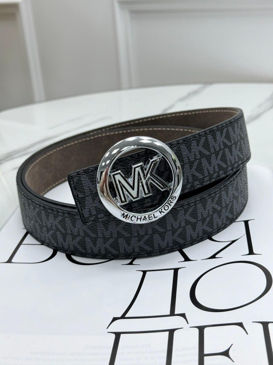 Ремінь унісекс- пояс Michael Kors чорний срібло Маршлас Корс