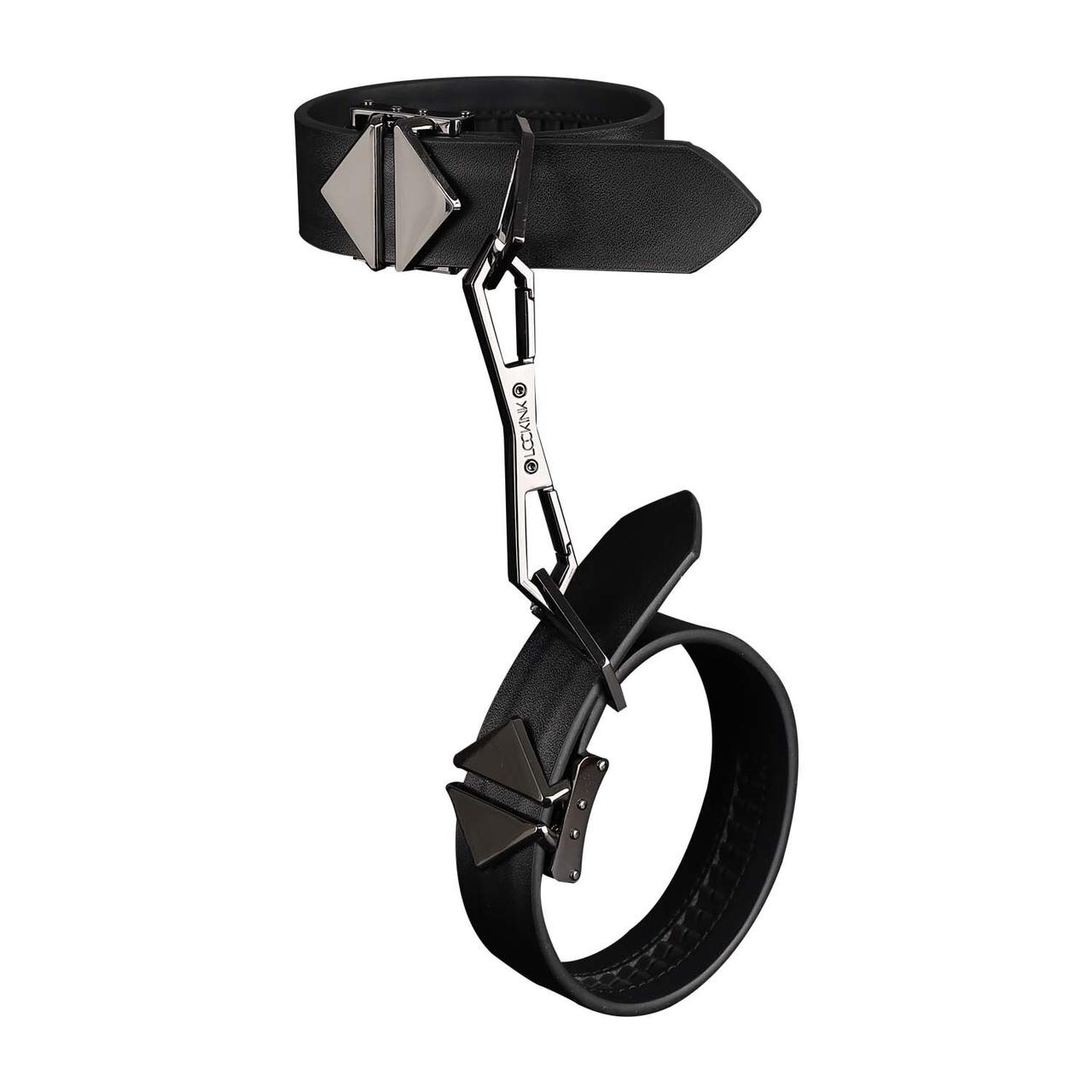 Наручники із натуральної шкіри чорного кольору Lockink Кайф, фото 1