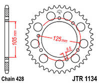 Звезда задняя JT JTR1134.50