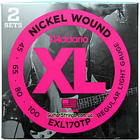 Струны D'Addario EXL170TP Regular Light 45-100 2 sets