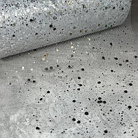 Фатин з сріблястими блискітками -Білий, ширина 15 см, метр, Білий