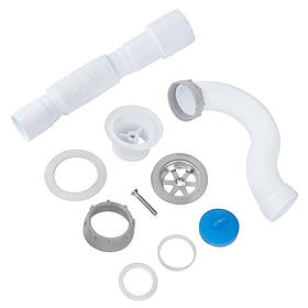 D1012 душ. піддон прямоточний 1 1/2, різьб. випуск,  гофротруба 40*40/50 {50}