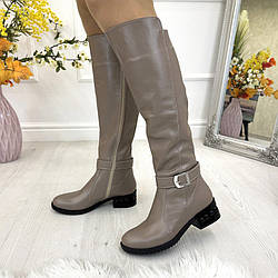 Чоботи шкіряні жіночі зимові. Колір візон. 39 розмір