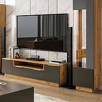 Тумба під телевізор Місяць ТВ 1,8 503х1800х500мм Лава/Дуб крафт золотий Миро-Марк, фото 2