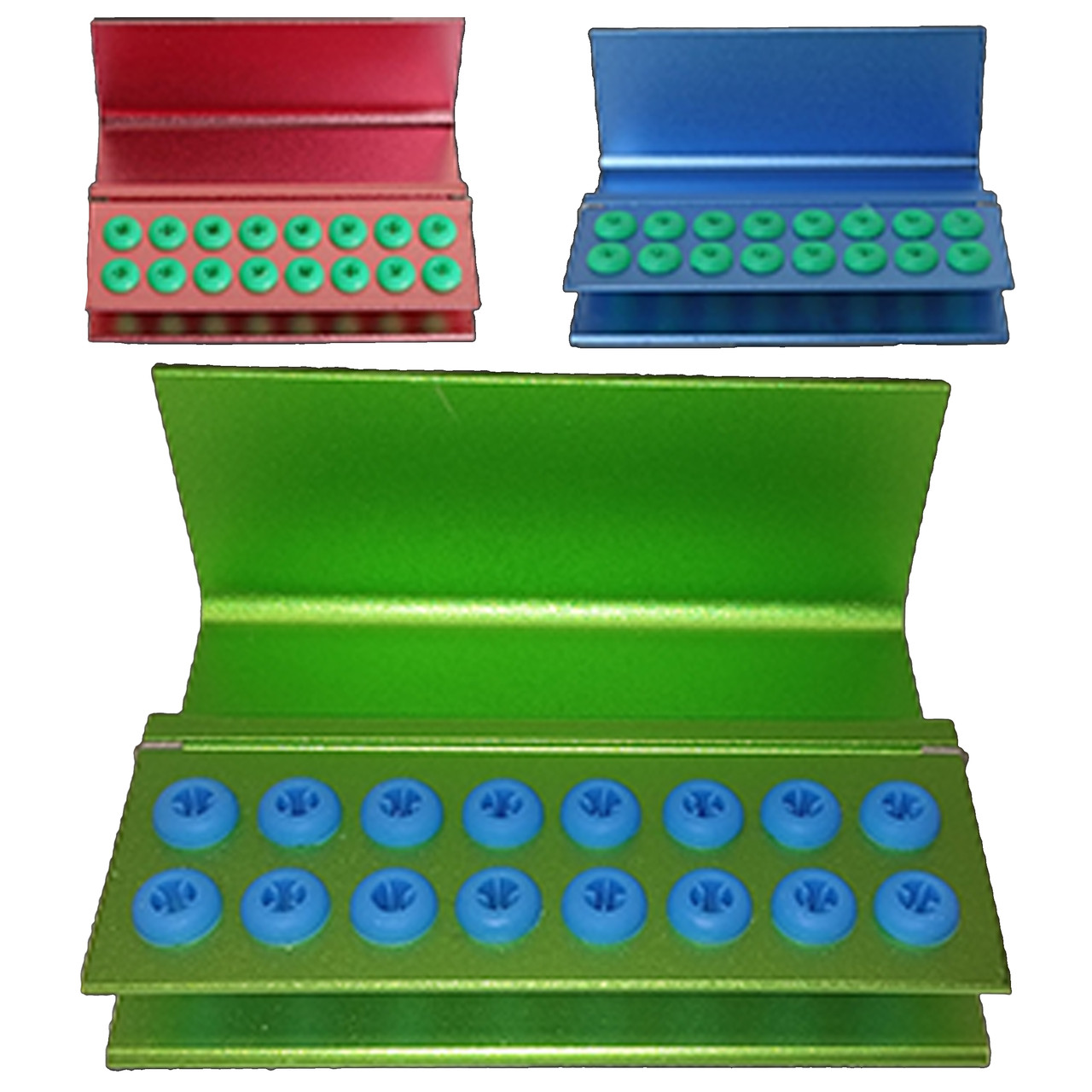 JA-01126 Підставка для борів 16 отворів - ЗЕЛЕНА, алюмінієва з силіконовими вставками,JD, фото 1