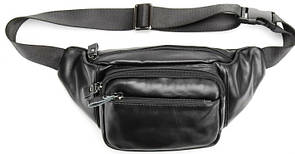 Сумка на пояс, бананка з натуральної шкіри Tiding Bag чорний