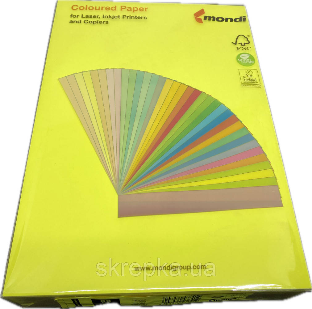 Папір кольоровий Neon жовтий неон 500 л. А4 80 г/м² Mondi NEOGB