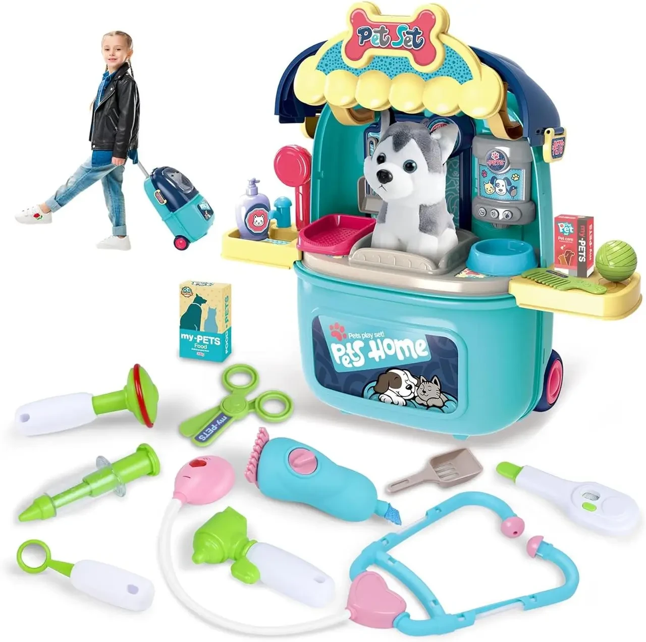 Ігровий набір Валіза з улюбленцем 008-987-3 "Грумінг салон", м'яка іграшка, аксесуари, фото 1