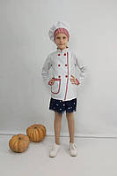 Карнавальний костюм кухаря для дівчинки з білого габардину р. 110-128