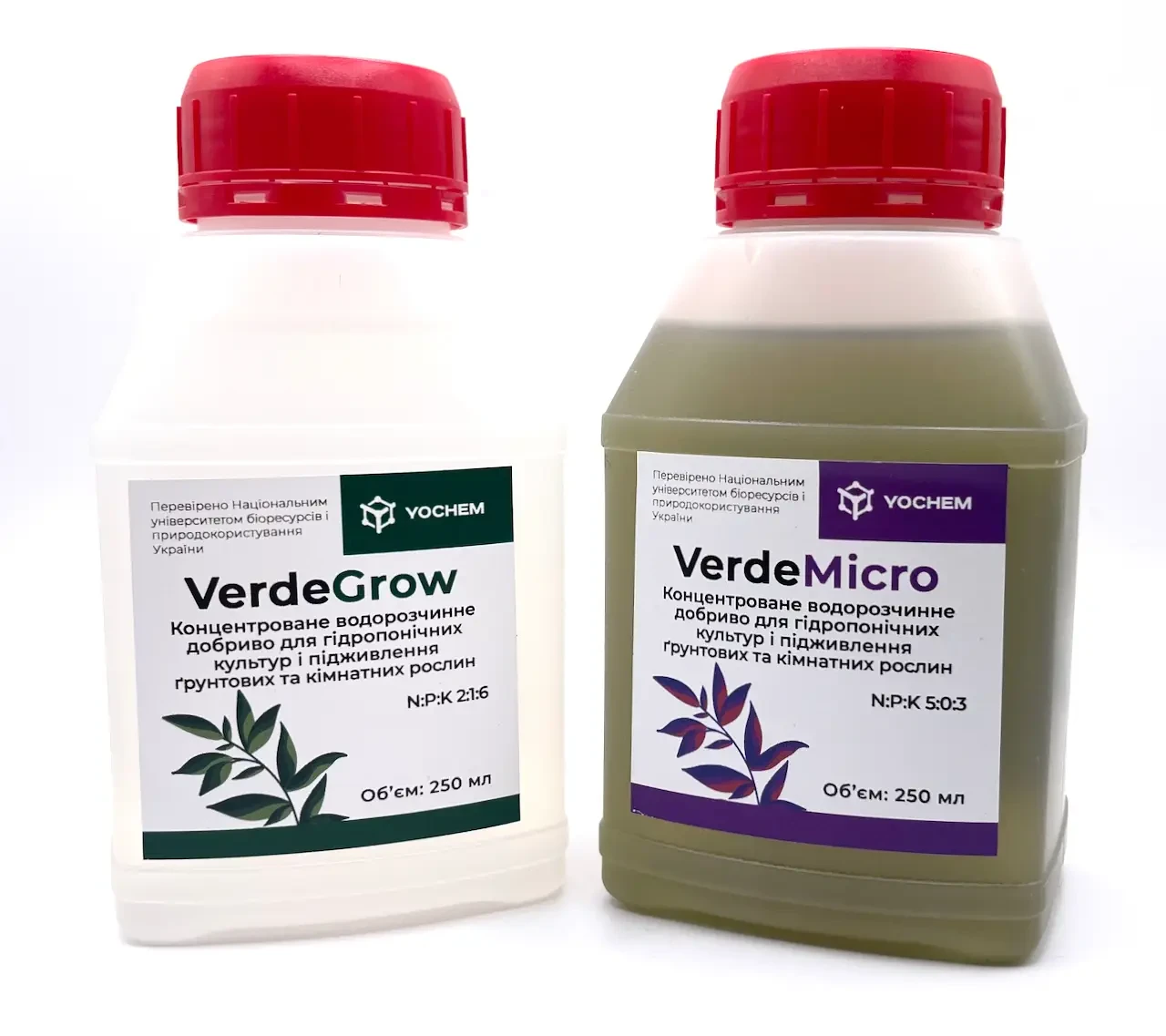Набір добрив для гідропоніки та мікрозелені VerdeGrow (250мл) та VerdeMicro (250мл)