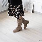 Зимові жіночі чоботи із натуральної шкіри бежевого кольору, фото 7