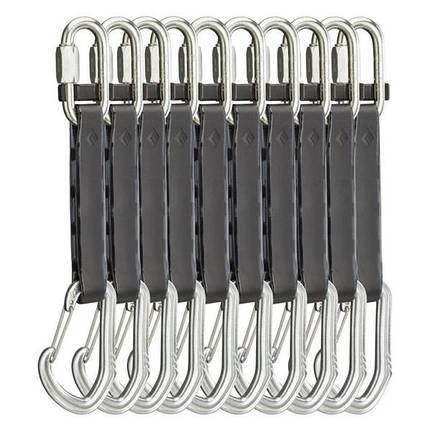 Набір відтяжок із карабінами Black Diamond Steel Livewire Gymdraw 14 см (Silver), 10 шт., фото 1