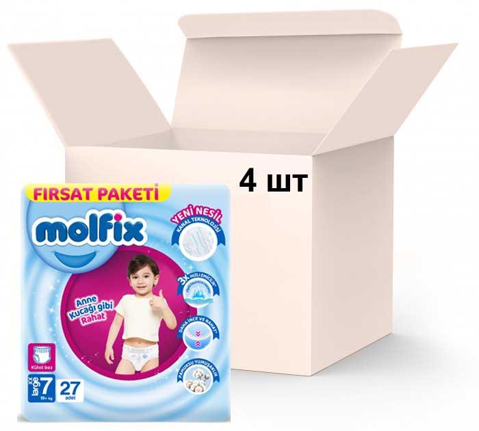 Упаковка підгузків-трусиками для дітей Molfix Jumbo 7 xxlarge 19+кг 4 пачки х 27 шт