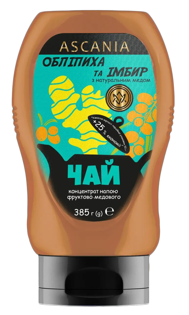 Чай фруктово-медовий Обліпиха - імбир 385г пляшка, фото 1