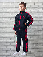 Теплый детский спортивный костюм оптом со вставкой, черный комплект зимний для детей на флисе р.28 30 32 34 36
