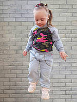 Оптом детский спортивный костюм камуфляж, трикотажный комплект для девочки р.28 30 32 34 36 38
