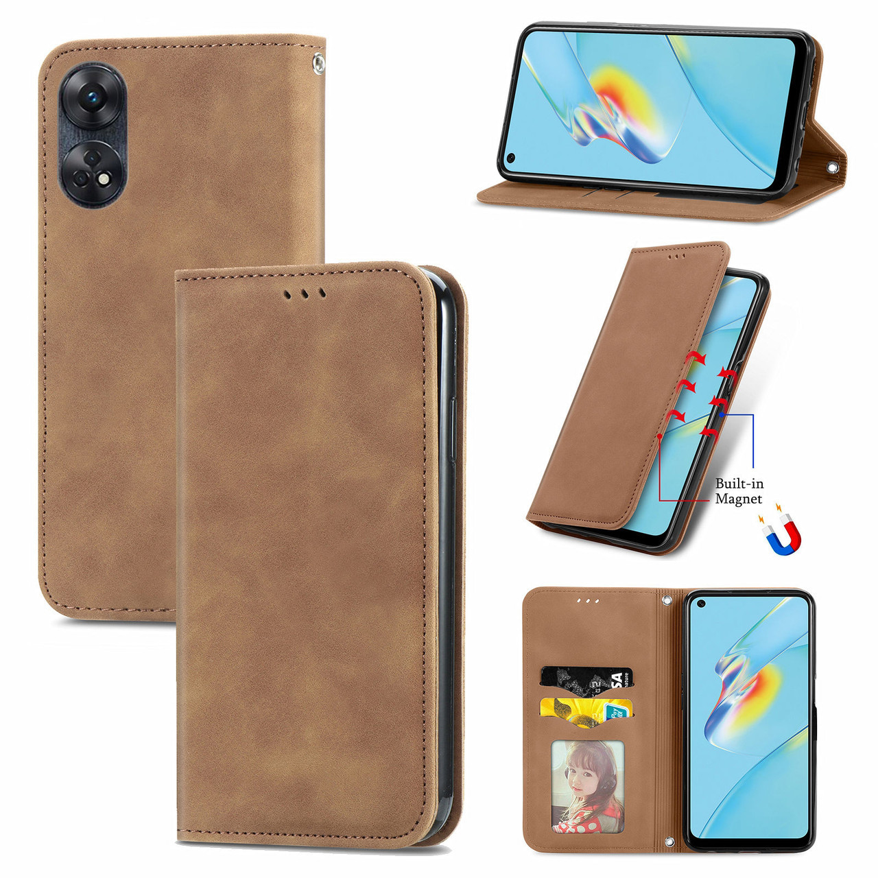 Чохол-книжка Skin Feel Leather Wallet для Oppo Reno 8T 4G Brown
