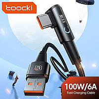 Кабель для заряджання та передачі даних Toocki 90 Degree LED Digital Display 6A/100W USB Type-A to USB Type-C 1 м
