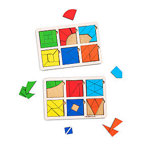 Пазли-вкладки дерев'яні Квадрати Нікітина 3 рівень