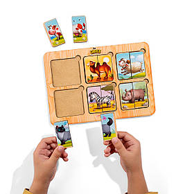 Дерев'янний пазл-сортер "Дивовижні звірятка" (міні) - Розвиваюча гра для дітей