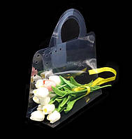 Прозора сумка для квітів пряма 30х25х12 см