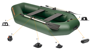 Надувна лодка Колібрі К-240T(S) 2 місцева ПВХ 850 г/м² для риболовлі та відпочинку на воді без настилу, фото 2