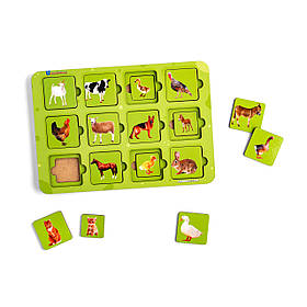 Дерев'янний Пазл-сортер "Мама та малюк" домашні тварини (фото) - Розвиваюча гра для малят
